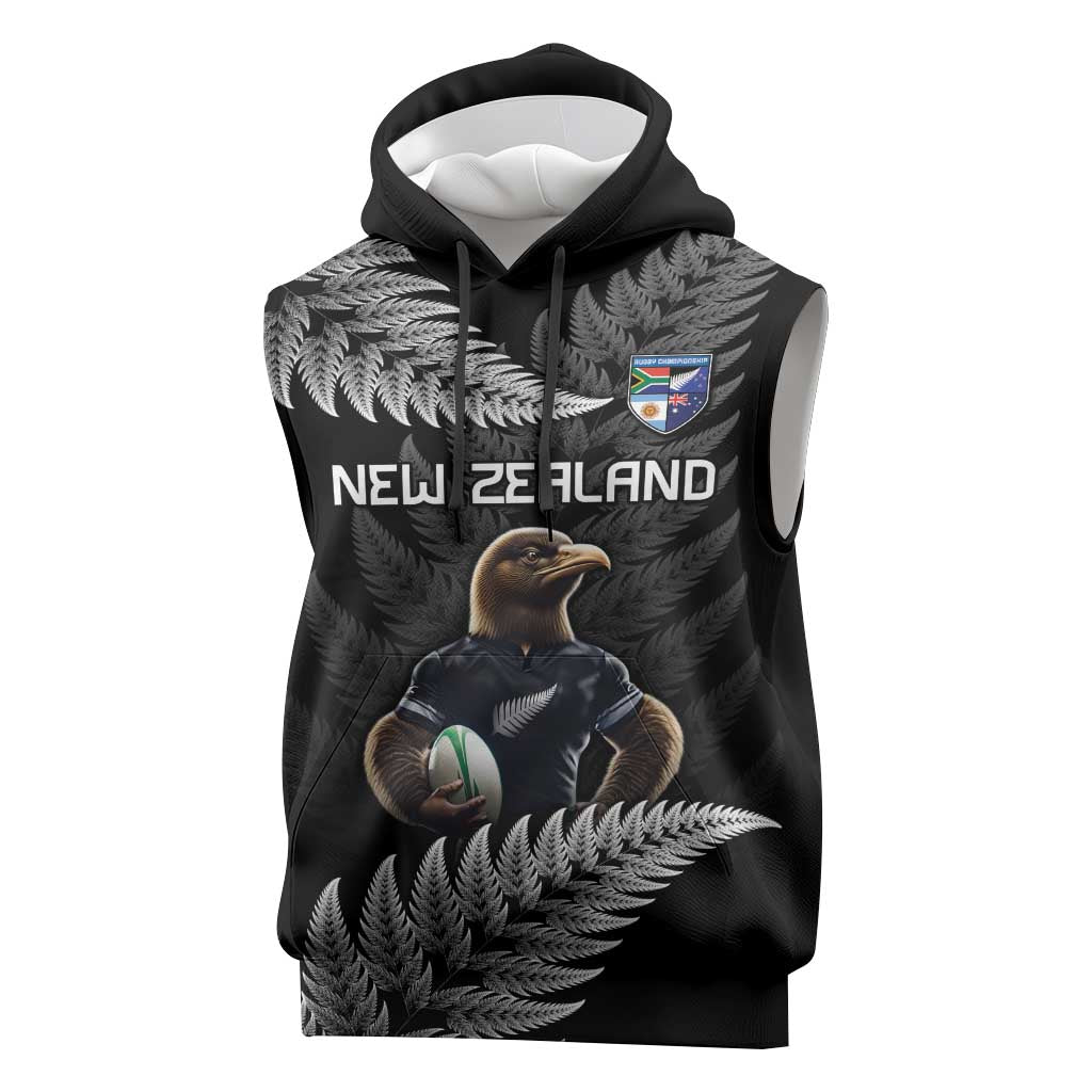 New Zealand Rugby Custom Sleeveless Hoodie Glory Be To Black Silver-fern LT9 Black - Polynesian Pride