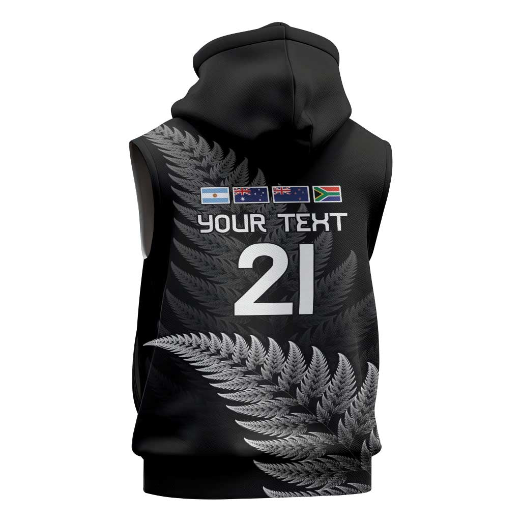 New Zealand Rugby Custom Sleeveless Hoodie Glory Be To Black Silver-fern LT9 - Polynesian Pride