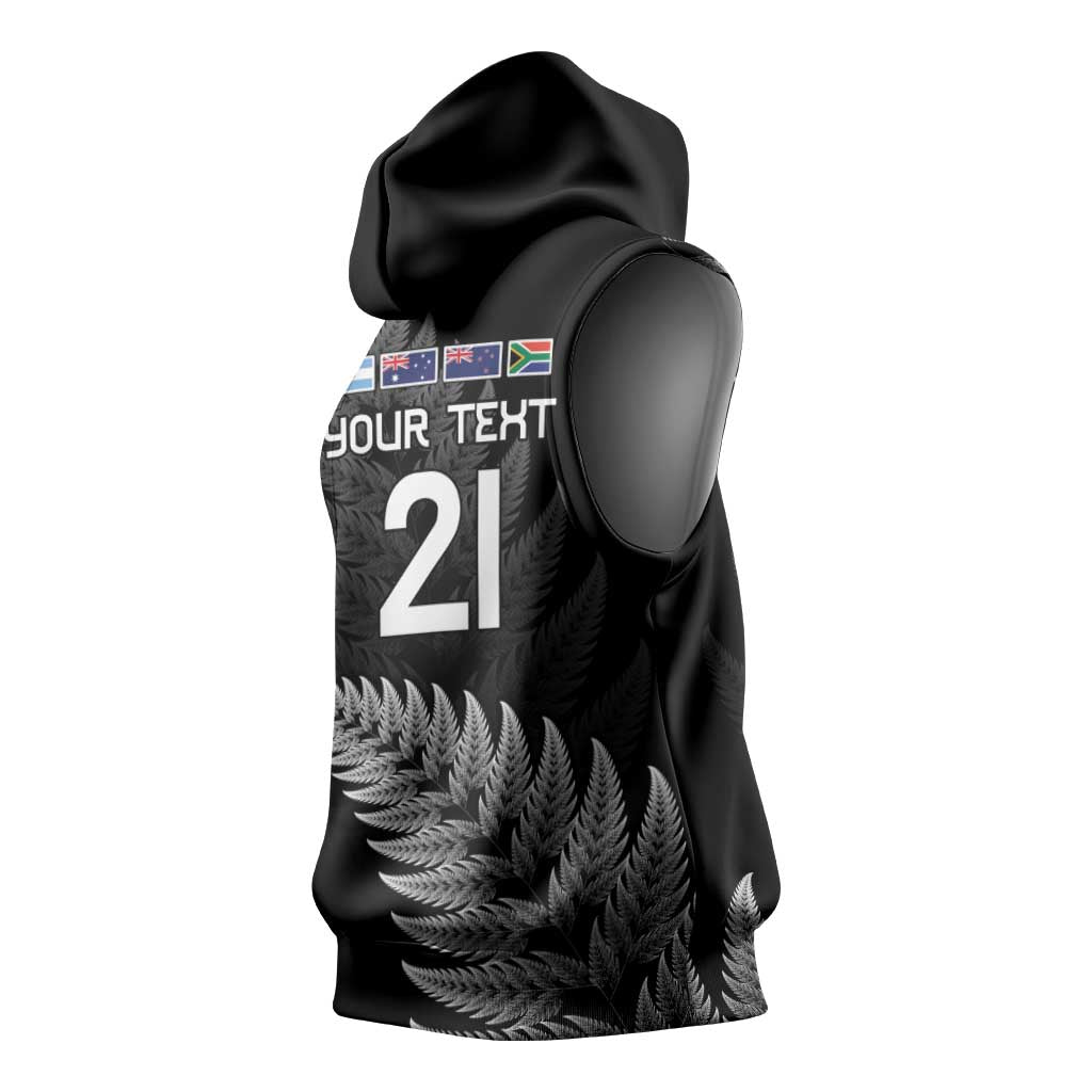 New Zealand Rugby Custom Sleeveless Hoodie Glory Be To Black Silver-fern LT9 - Polynesian Pride