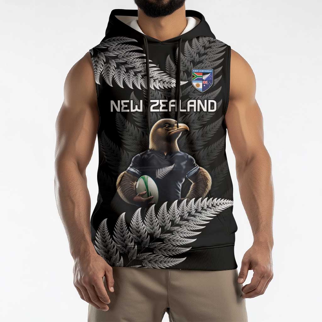 New Zealand Rugby Custom Sleeveless Hoodie Glory Be To Black Silver-fern LT9 - Polynesian Pride