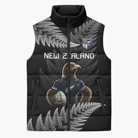 New Zealand Rugby Custom Sleeveless Puffer Jacket Glory Be To Black Silver-fern LT9 Unisex Black - Polynesian Pride