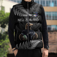 New Zealand Rugby Custom Sleeveless Puffer Jacket Glory Be To Black Silver-fern LT9 - Polynesian Pride
