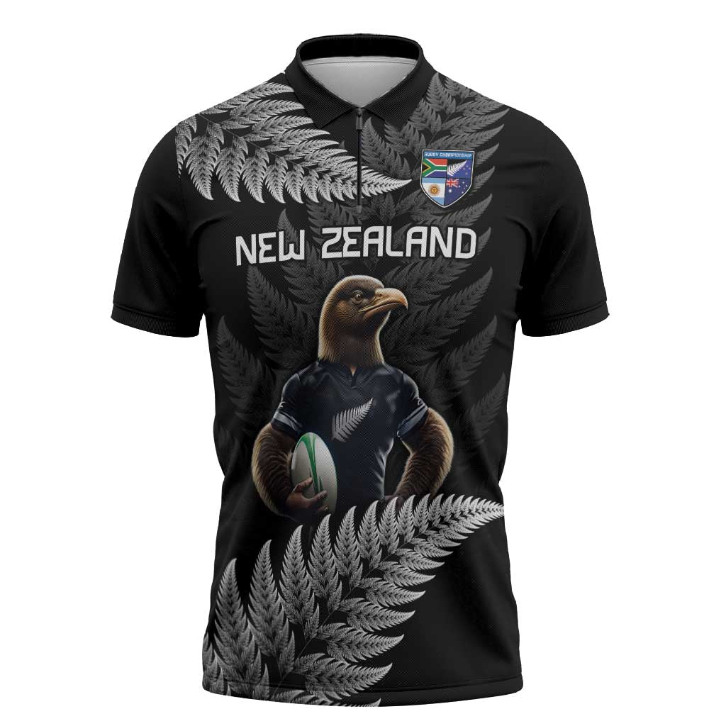 New Zealand Rugby Custom Zipper Polo Shirt Glory Be To Black Silver-fern LT9 Black - Polynesian Pride