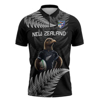 New Zealand Rugby Custom Zipper Polo Shirt Glory Be To Black Silver-fern LT9 Black - Polynesian Pride