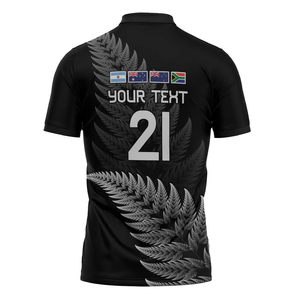 New Zealand Rugby Custom Zipper Polo Shirt Glory Be To Black Silver-fern LT9 - Polynesian Pride