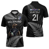 New Zealand Rugby Custom Zipper Polo Shirt Glory Be To Black Silver-fern LT9 - Polynesian Pride
