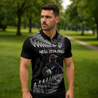 New Zealand Rugby Custom Zipper Polo Shirt Glory Be To Black Silver-fern LT9 - Polynesian Pride