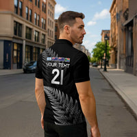 New Zealand Rugby Custom Zipper Polo Shirt Glory Be To Black Silver-fern LT9 - Polynesian Pride