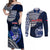 Samoa Rugby Couples Matching Off Shoulder Maxi Dress and Long Sleeve Button Shirts Proud Samoa World Cup 2023 LT9 Blue - Polynesian Pride