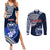 Custom Samoa Rugby Couples Matching Summer Maxi Dress and Long Sleeve Button Shirts Proud Samoa World Cup 2023 LT9 Blue - Polynesian Pride