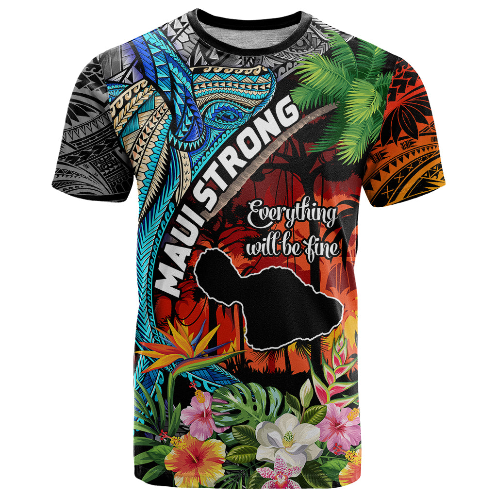 Hawaii Strong Maui Wildfire T Shirt Pray For Lahaina Maui LT9 Black - Polynesian Pride