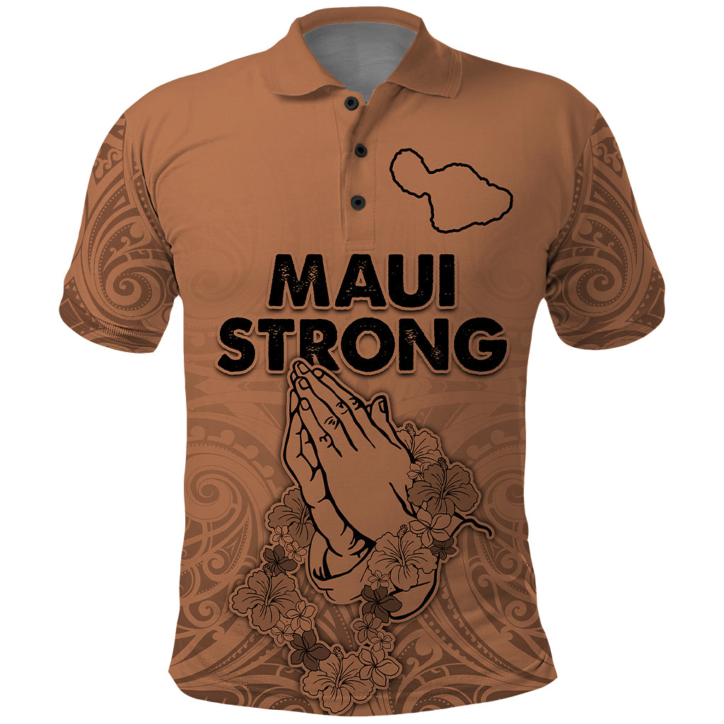 Hawaii Strong Maui Wildfire Polo Shirt No1 LT9 Gold - Polynesian Pride
