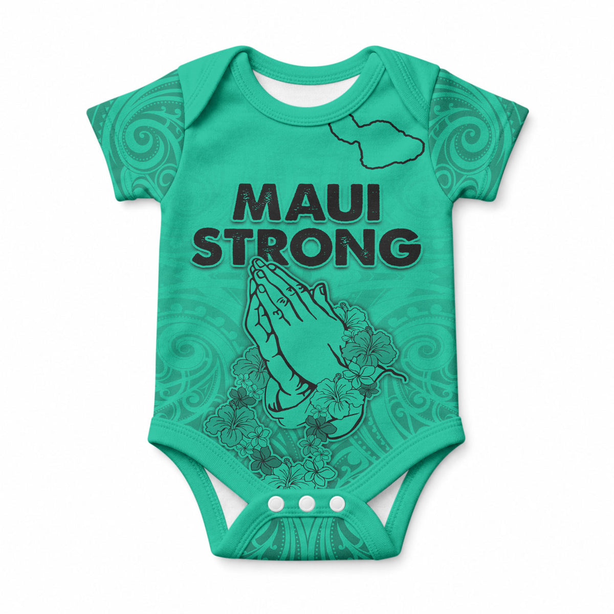 Hawaii Strong Maui Wildfire Baby Onesie No2 LT9 Green - Polynesian Pride