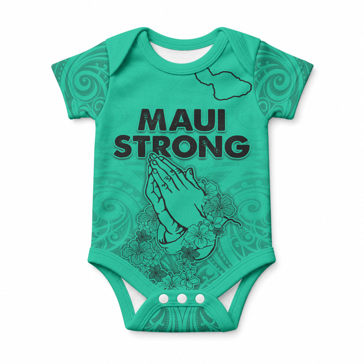 Hawaii Strong Maui Wildfire Baby Onesie No2 LT9 Green - Polynesian Pride