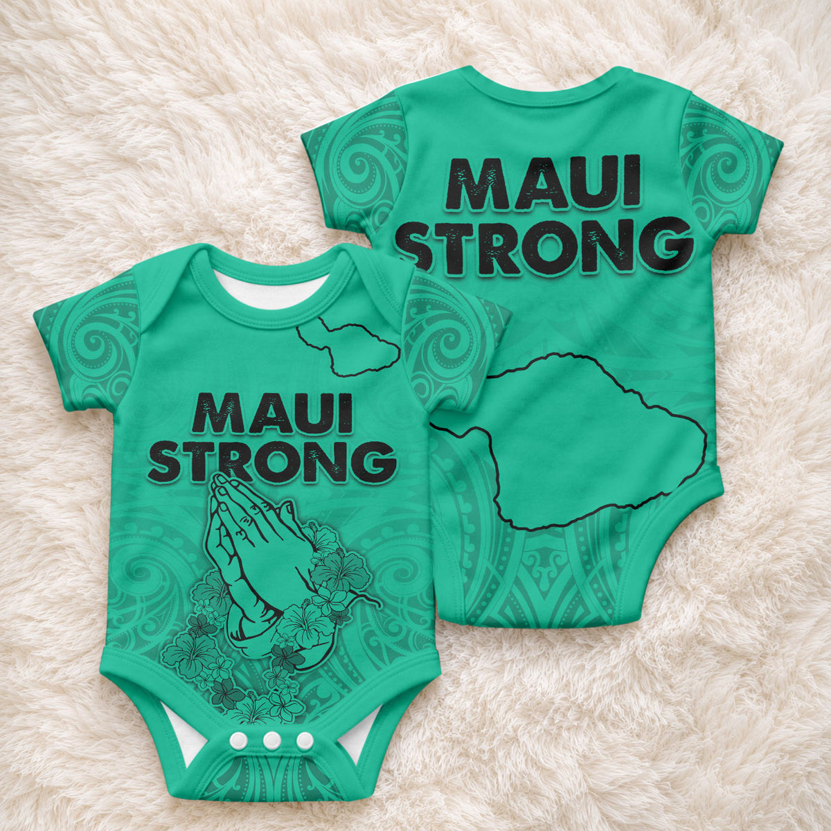 Hawaii Strong Maui Wildfire Baby Onesie No2 LT9 - Polynesian Pride