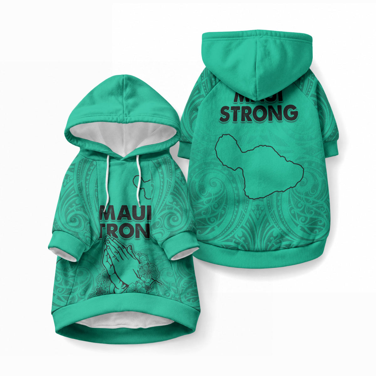 Hawaii Strong Maui Wildfire Pet Hoodie No2 LT9 Pullover Green - Polynesian Pride