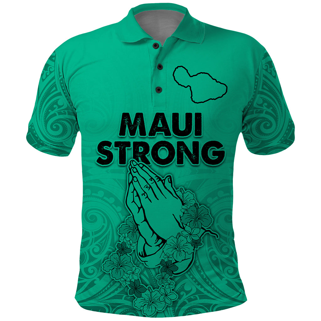 Hawaii Strong Maui Wildfire Polo Shirt No2 LT9 Green - Polynesian Pride