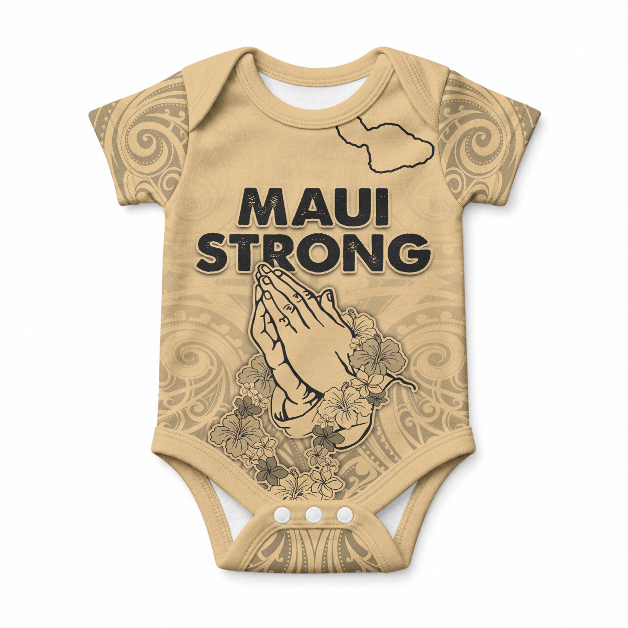 Hawaii Strong Maui Wildfire Baby Onesie No3 LT9 Nude - Polynesian Pride