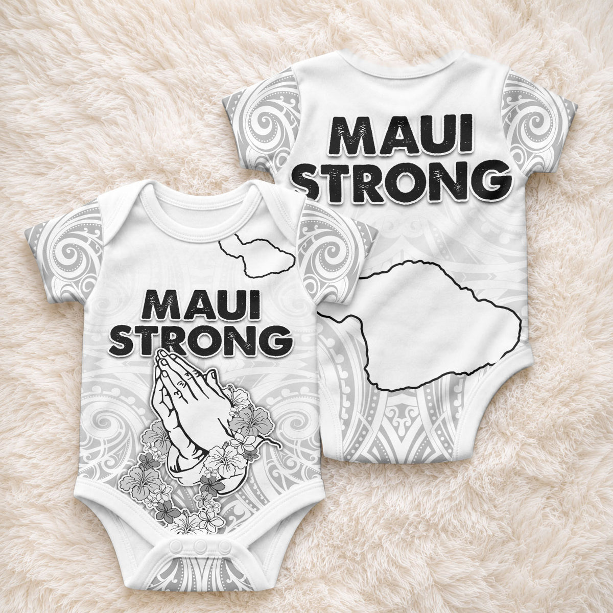 Hawaii Strong Maui Wildfire Baby Onesie No4 LT9 - Polynesian Pride