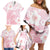 Japan Sakura Floral with Polynesian Vibe Family Matching Off Shoulder Short Dress and Hawaiian Shirt