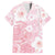 Japan Sakura Floral with Polynesian Vibe Family Matching Off Shoulder Short Dress and Hawaiian Shirt