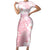 Japan Sakura Floral with Polynesian Vibe Family Matching Short Sleeve Bodycon Dress and Hawaiian Shirt