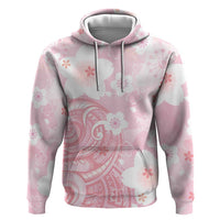 Japan Sakura Floral with Polynesian Vibe Hoodie LT9 Pullover Hoodie Pink - Polynesian Pride