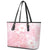 Japan Sakura Floral with Polynesian Vibe Leather Tote Bag