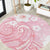 Japan Sakura Floral with Polynesian Vibe Round Carpet