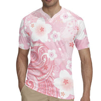 Japan Sakura Floral with Polynesian Vibe Rugby Jersey LT9 - Polynesian Pride