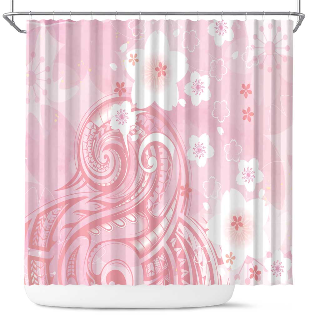 Japan Sakura Floral with Polynesian Vibe Shower Curtain LT9 Pink - Polynesian Pride