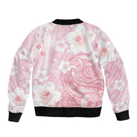 Japan Sakura Floral with Polynesian Vibe Sleeve Zip Bomber Jacket LT9 - Polynesian Pride