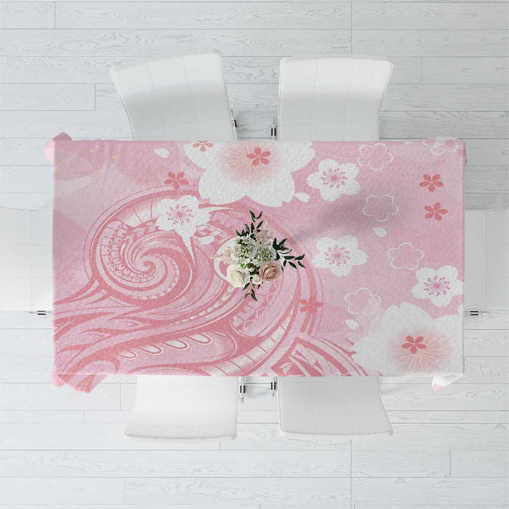 Japan Sakura Floral with Polynesian Vibe Tablecloth