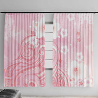 Japan Sakura Floral with Polynesian Vibe Window Curtain LT9 With Hooks Pink - Polynesian Pride