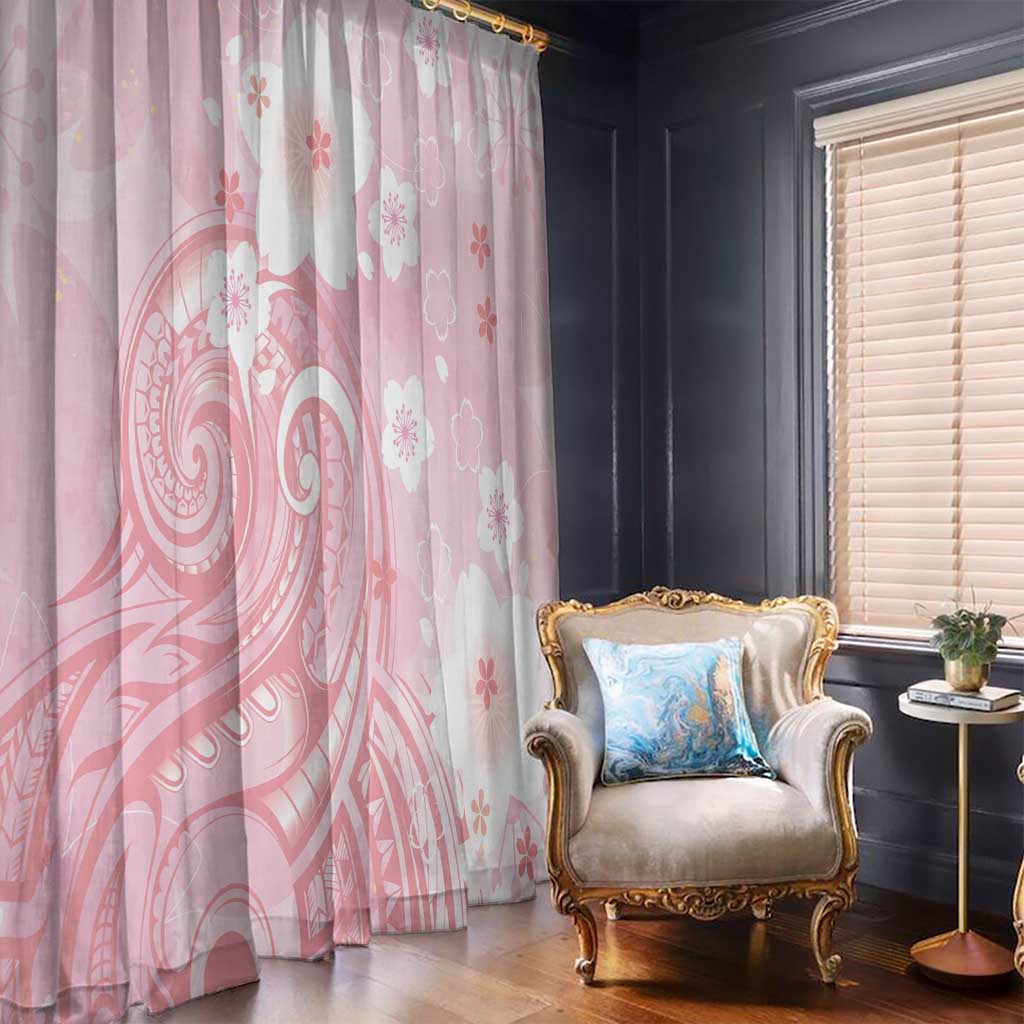 Japan Sakura Floral with Polynesian Vibe Window Curtain LT9 - Polynesian Pride