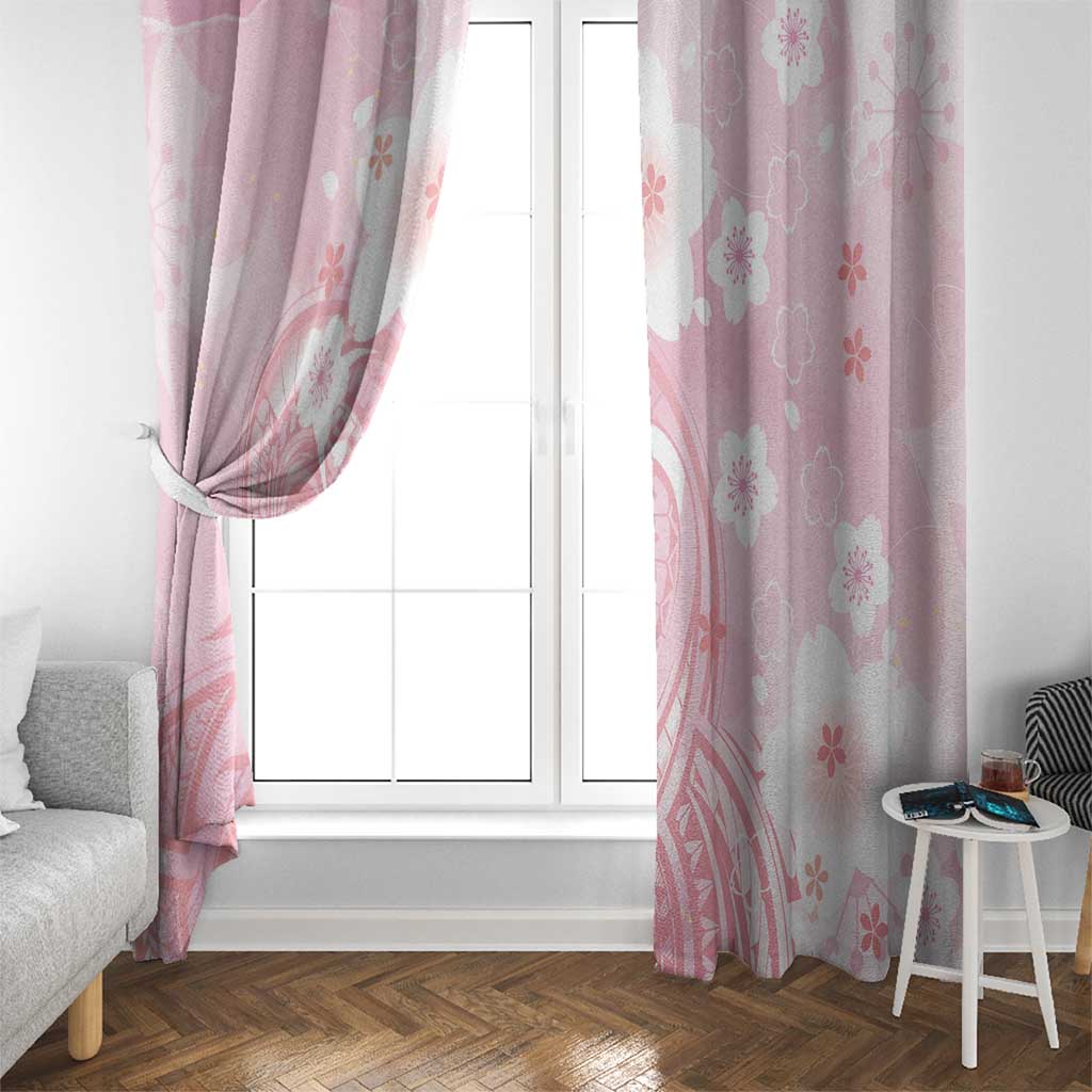 Japan Sakura Floral with Polynesian Vibe Window Curtain LT9 - Polynesian Pride