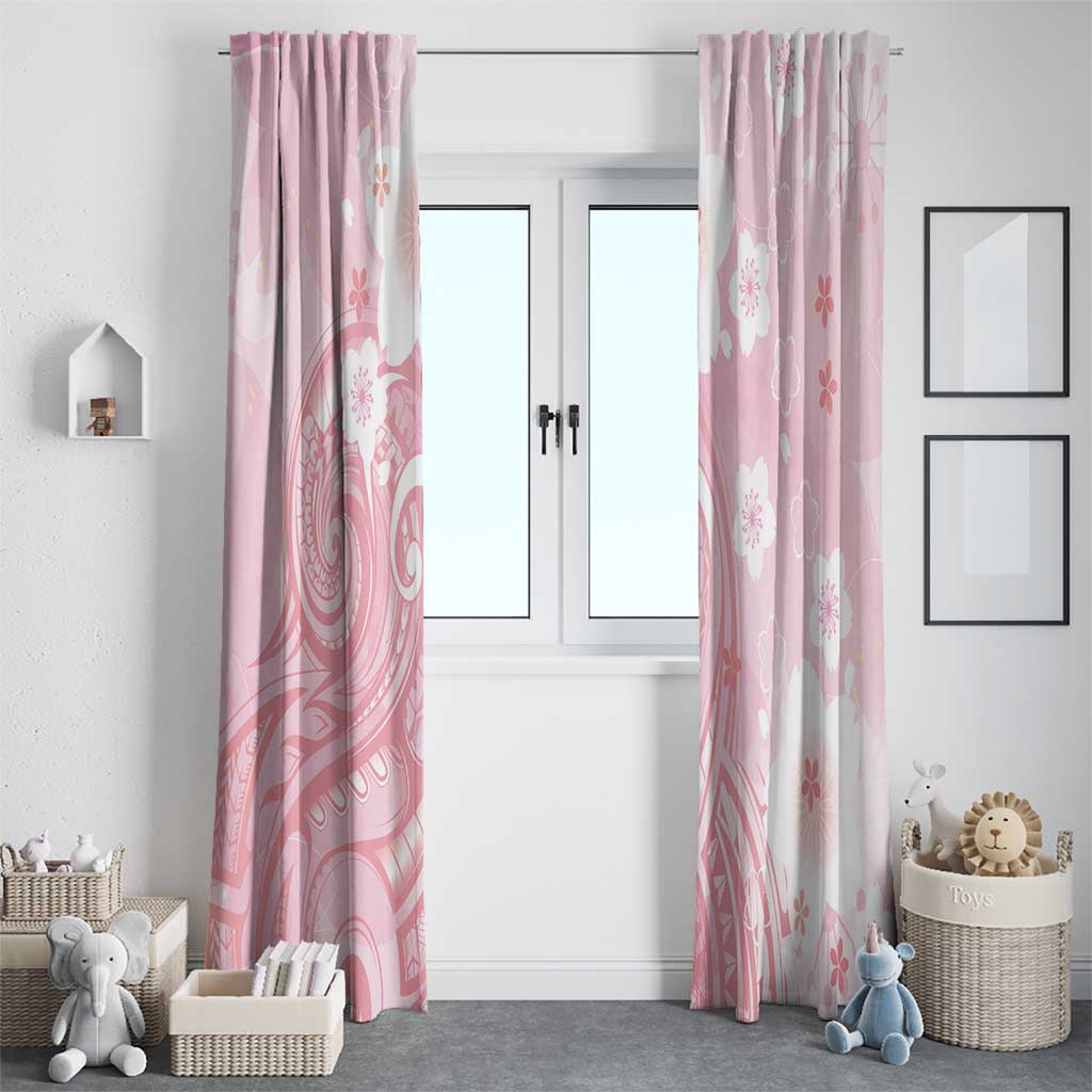 Japan Sakura Floral with Polynesian Vibe Window Curtain LT9 - Polynesian Pride