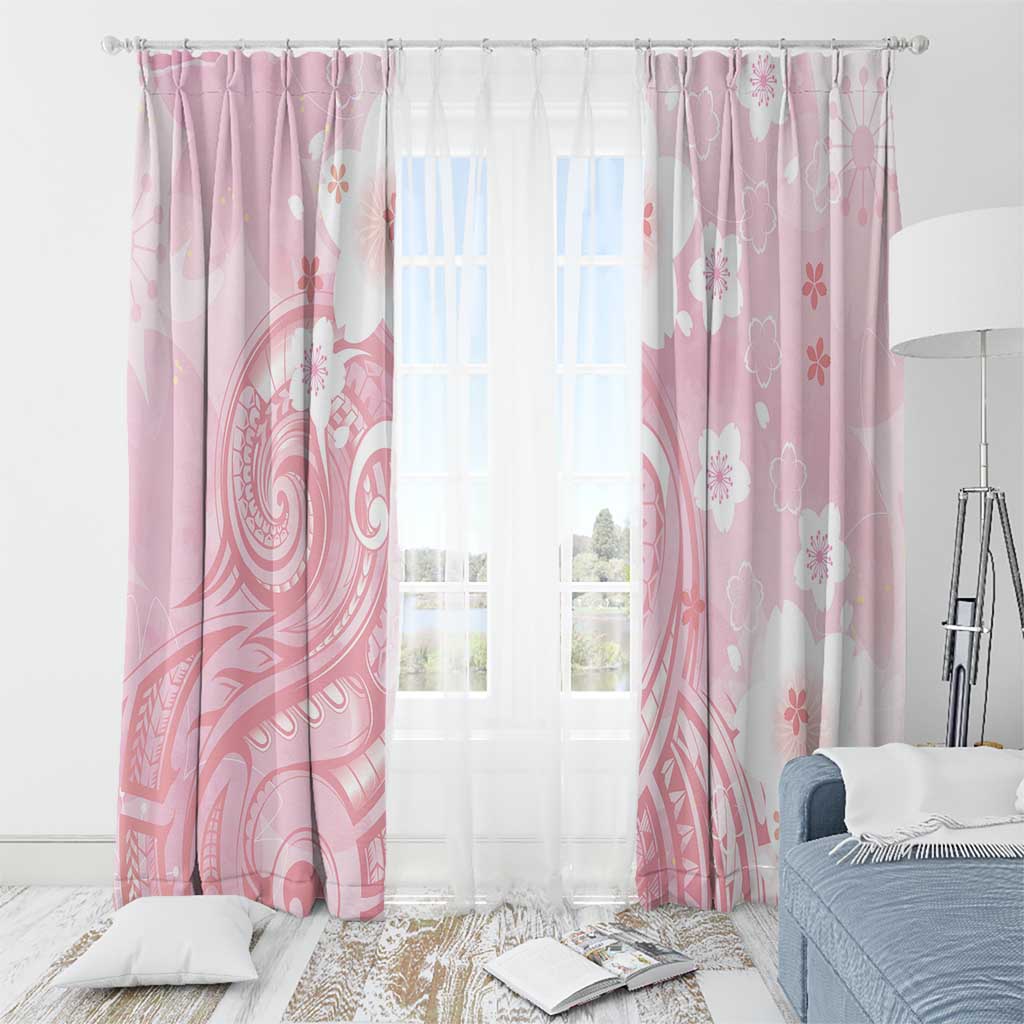 Japan Sakura Floral with Polynesian Vibe Window Curtain LT9 - Polynesian Pride