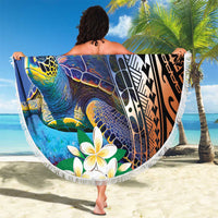 Marshall Islands Kwajalein Atoll Beach Blanket Plumeria Sea Turtle with Polynesian Tribal LT9 - Polynesian Pride