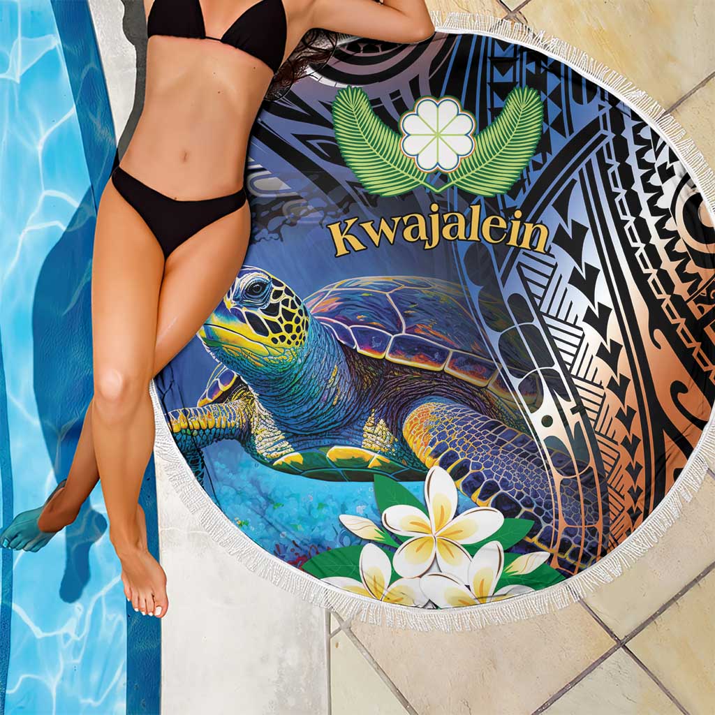 Marshall Islands Kwajalein Atoll Beach Blanket Plumeria Sea Turtle with Polynesian Tribal LT9 - Polynesian Pride