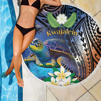 Marshall Islands Kwajalein Atoll Beach Blanket Plumeria Sea Turtle with Polynesian Tribal LT9 - Polynesian Pride