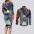 Marshall Islands Kwajalein Atoll Couples Matching Long Sleeve Bodycon Dress and Long Sleeve Button Shirt Plumeria Sea Turtle with Polynesian Tribal