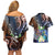 Marshall Islands Kwajalein Atoll Couples Matching Off Shoulder Short Dress and Hawaiian Shirt Plumeria Sea Turtle with Polynesian Tribal