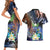 Marshall Islands Kwajalein Atoll Couples Matching Short Sleeve Bodycon Dress and Hawaiian Shirt Plumeria Sea Turtle with Polynesian Tribal