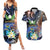 Marshall Islands Kwajalein Atoll Couples Matching Summer Maxi Dress and Hawaiian Shirt Plumeria Sea Turtle with Polynesian Tribal