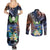 Marshall Islands Kwajalein Atoll Couples Matching Summer Maxi Dress and Long Sleeve Button Shirt Plumeria Sea Turtle with Polynesian Tribal