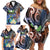 Marshall Islands Kwajalein Atoll Family Matching Off Shoulder Short Dress and Hawaiian Shirt Plumeria Sea Turtle with Polynesian Tribal