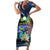 Marshall Islands Kwajalein Atoll Family Matching Short Sleeve Bodycon Dress and Hawaiian Shirt Plumeria Sea Turtle with Polynesian Tribal