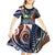 Marshall Islands Kwajalein Atoll Kid Short Sleeve Dress Plumeria Sea Turtle with Polynesian Tribal