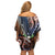 Marshall Islands Kwajalein Atoll Off Shoulder Short Dress Plumeria Sea Turtle with Polynesian Tribal